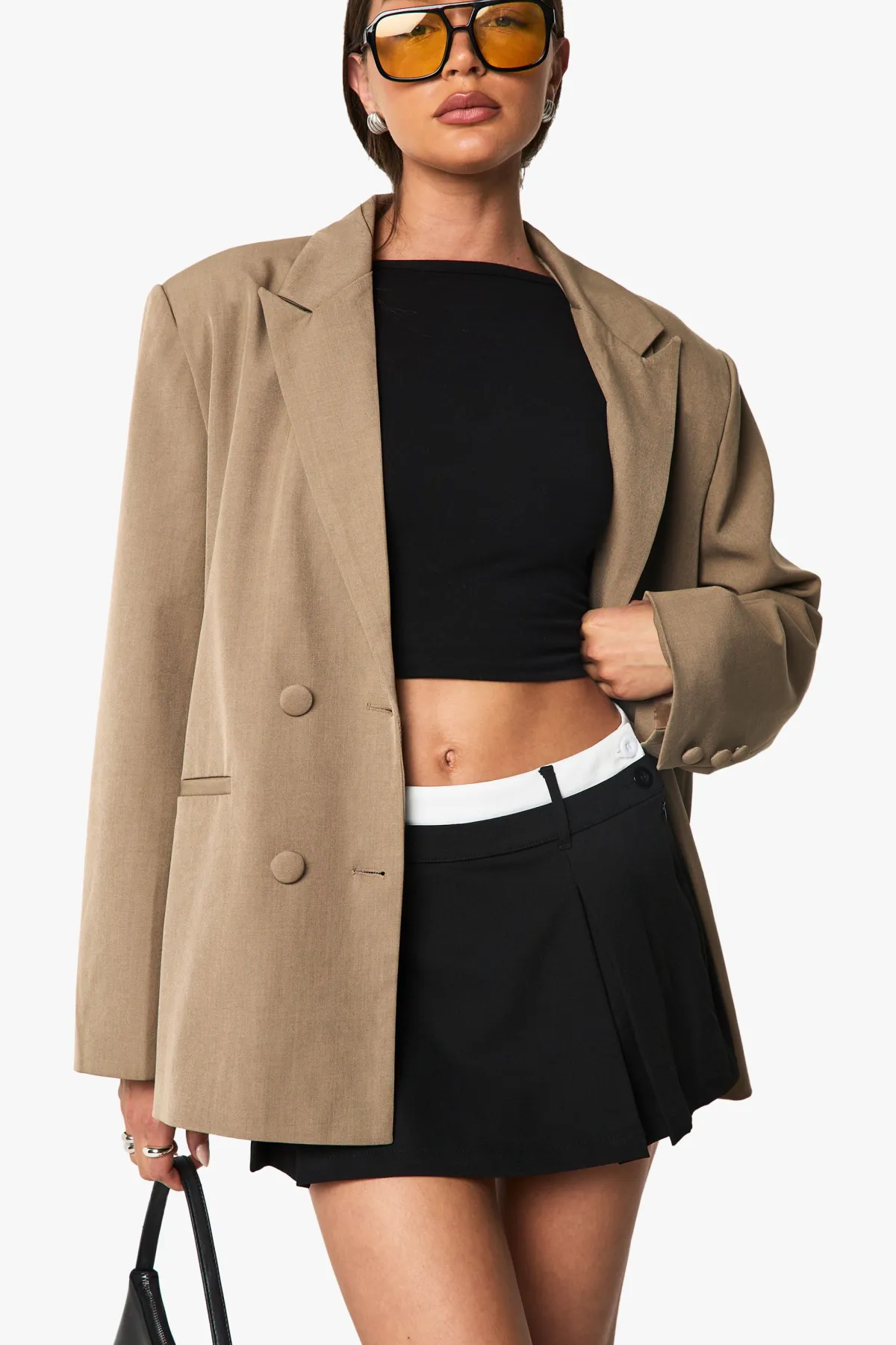 boohoo Skort à ceinture contrastante et à plis en boîte<Femme Shorts