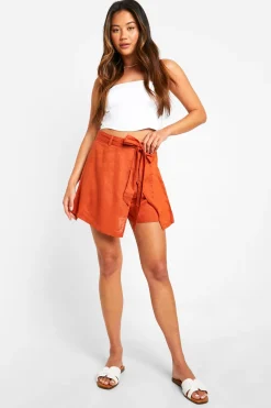 boohoo Skort ceinturé à effet lin<Femme Shorts
