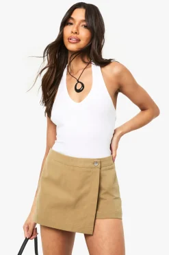 boohoo Skort en sergé enveloppant<Femme Shorts