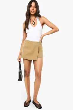 boohoo Skort en sergé enveloppant<Femme Shorts