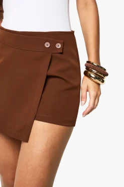 boohoo Skort enveloppant boutonné tissé<Femme Looks Chocolat|Shorts