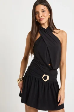 Skort moulant avec détails de garniture et ourlet à volants