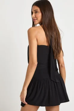 Skort moulant avec détails de garniture et ourlet à volants