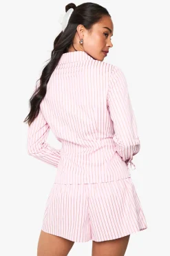 Skort portefeuille en popeline à rayures