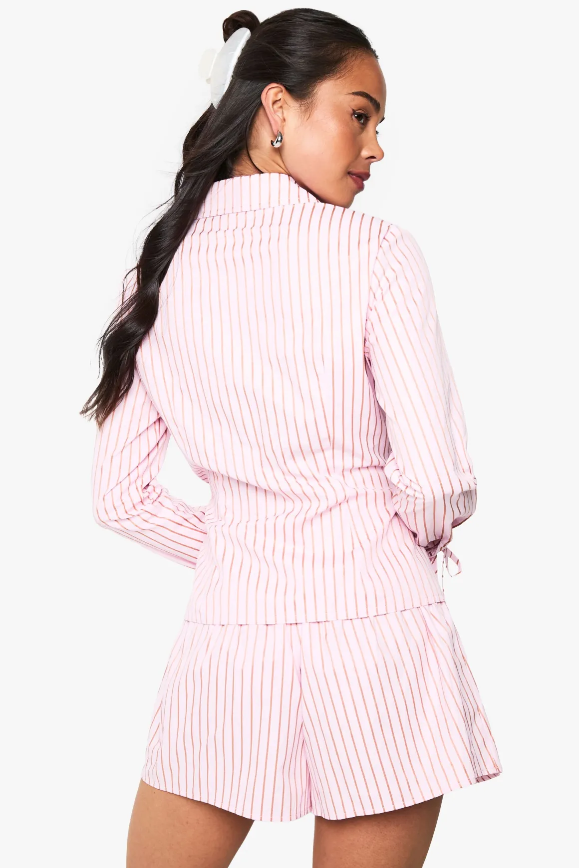 Skort portefeuille en popeline à rayures
