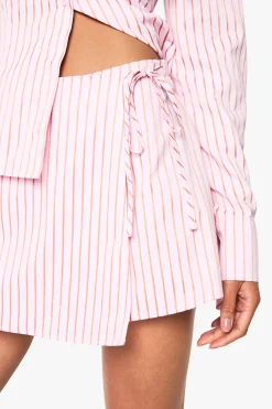 Skort portefeuille en popeline à rayures