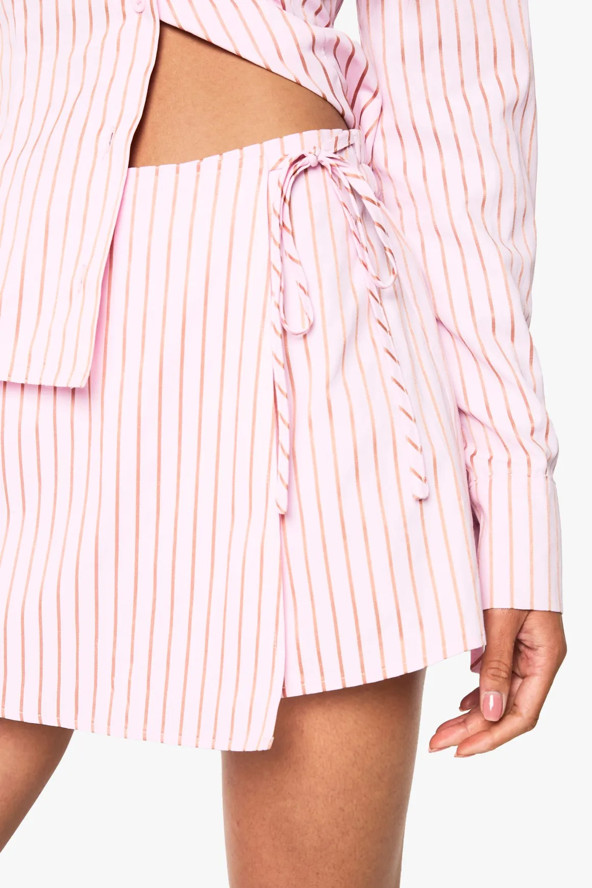 Skort portefeuille en popeline à rayures