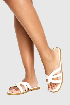 boohoo Sliders à brides croisées pour pieds larges< Sandales