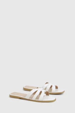 boohoo Sliders à brides croisées pour pieds larges< Sandales