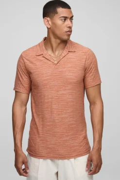Slim Fit Revere Polo texturé