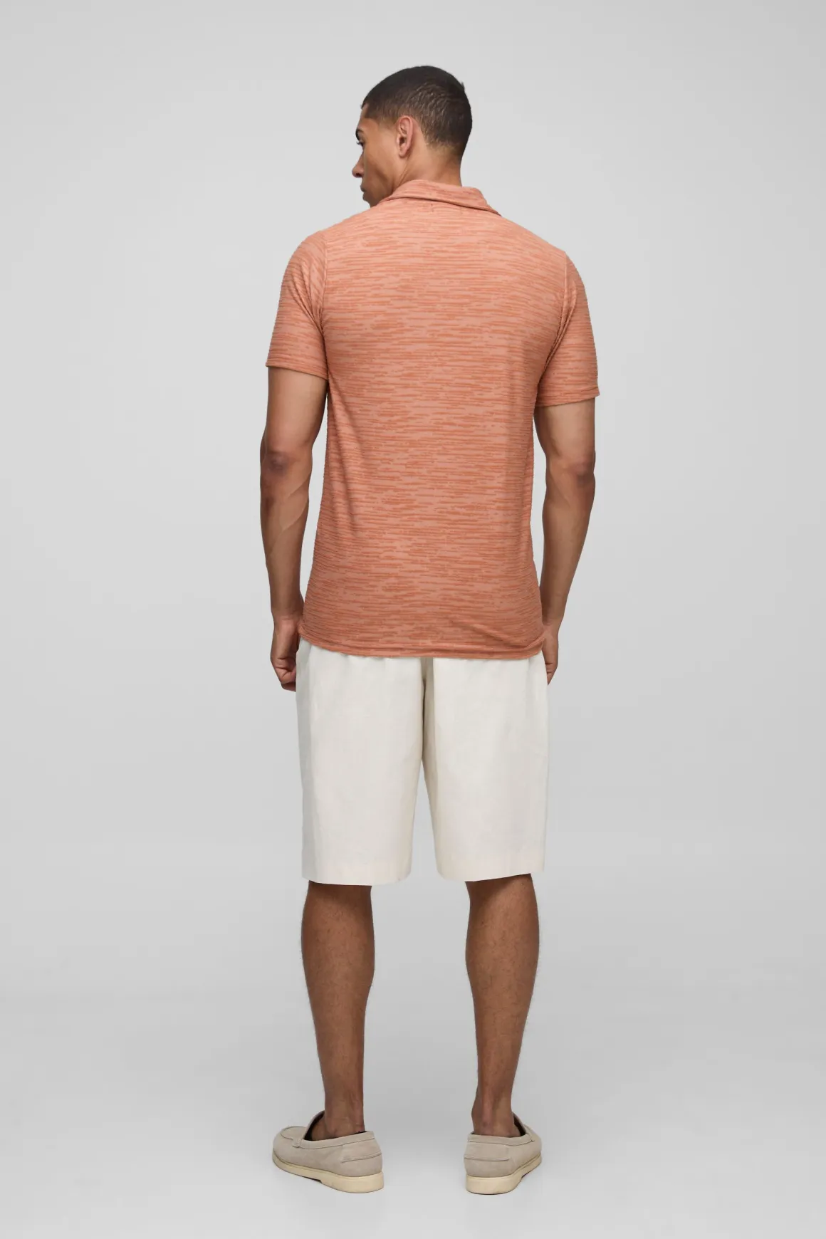 Slim Fit Revere Polo texturé