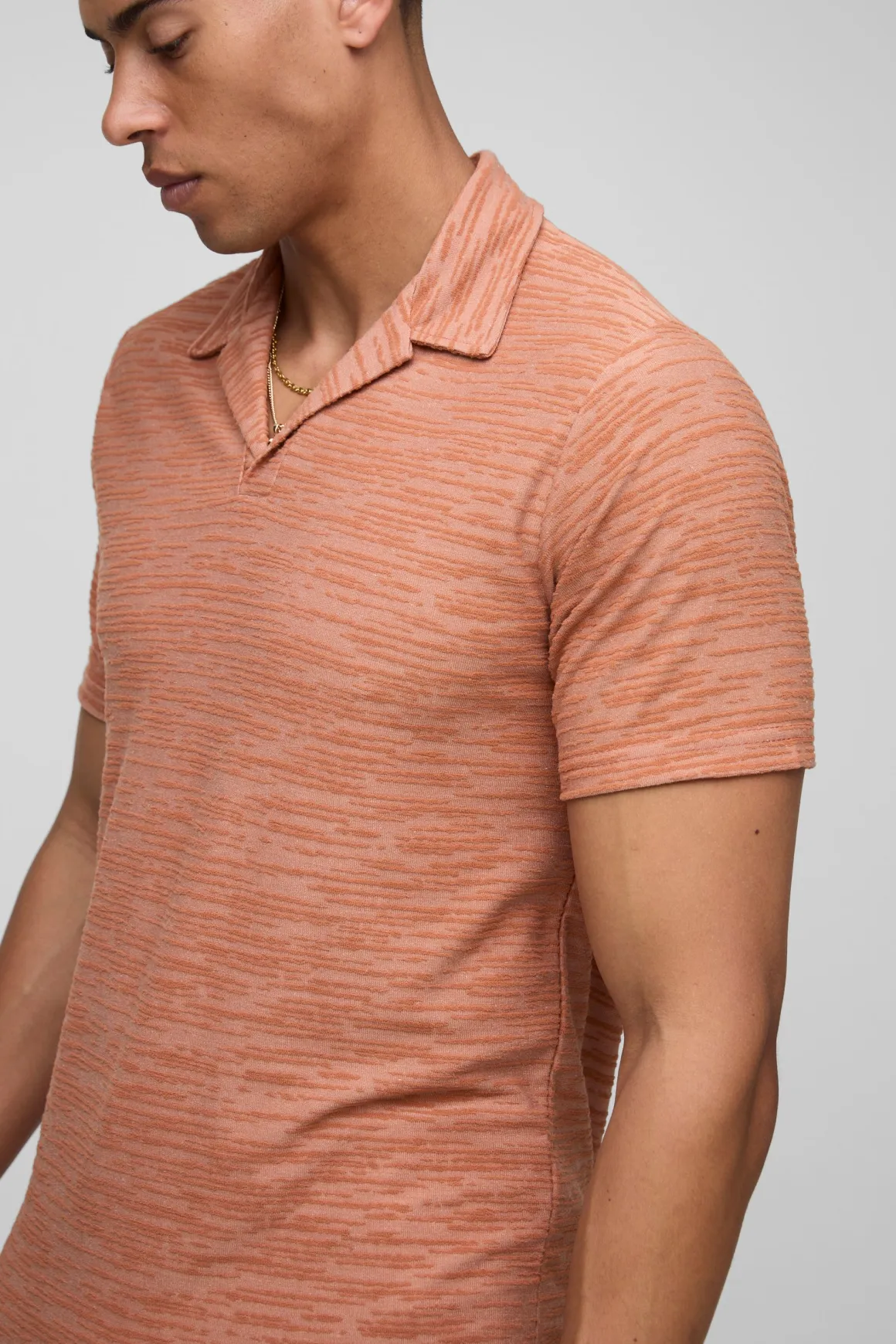 Slim Fit Revere Polo texturé