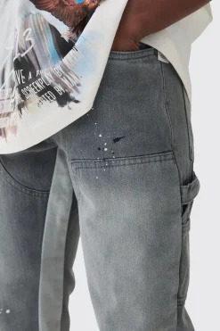 Slim Rigid Flare Paint Splatter Gusset Carpenter Jeans