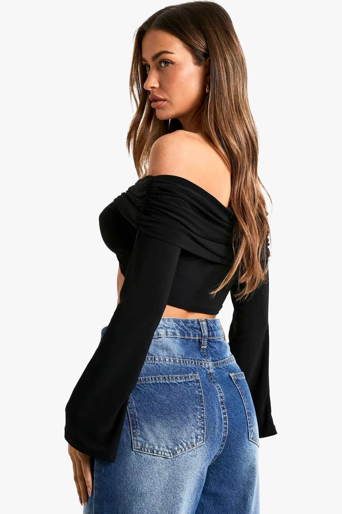 Slinky Bardot Top à détail nœud