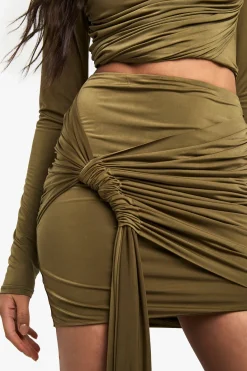 Slinky Jupe Mini Drapée à Nœud sur le Devant