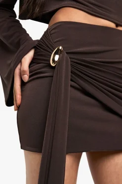Slinky Trim Details Wrap Mini Skirt