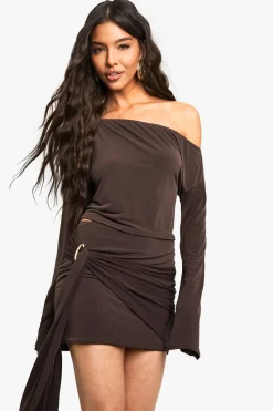 Slinky Trim Details Wrap Mini Skirt