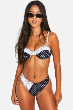 boohoo Slip bikini hipster à pois<Femme Tenues De Plage|Pois
