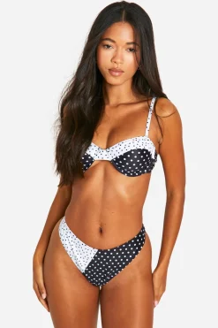 boohoo Slip bikini hipster à pois<Femme Tenues De Plage|Pois