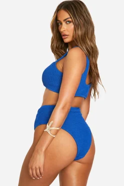 Slip de bikini haut de gamme à effet froissé et taille haute