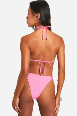Slip de bikini tanga à bordure dorée