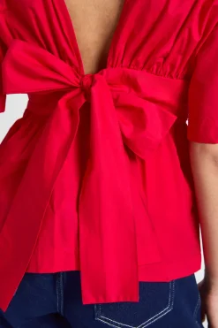 Smock en popeline noué dans le dos