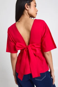 Smock en popeline noué dans le dos