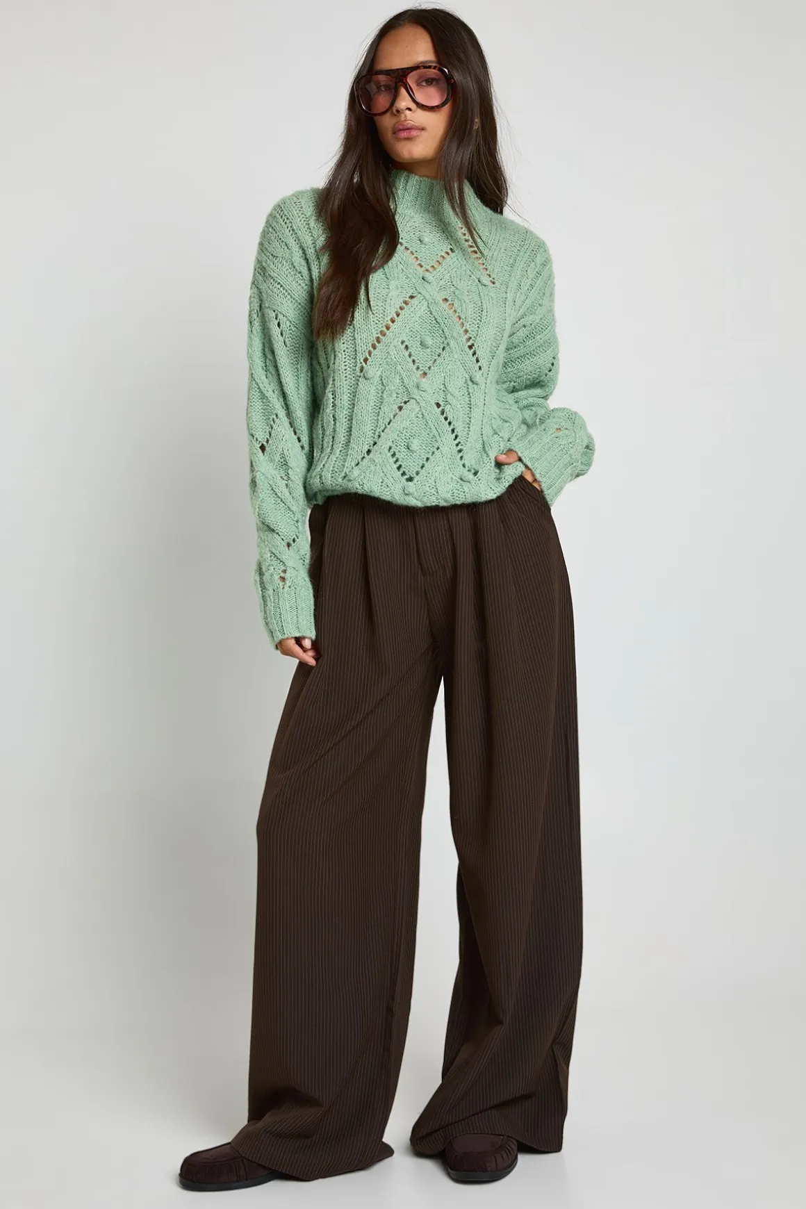 Soft Knit Cable High Neck Jumper