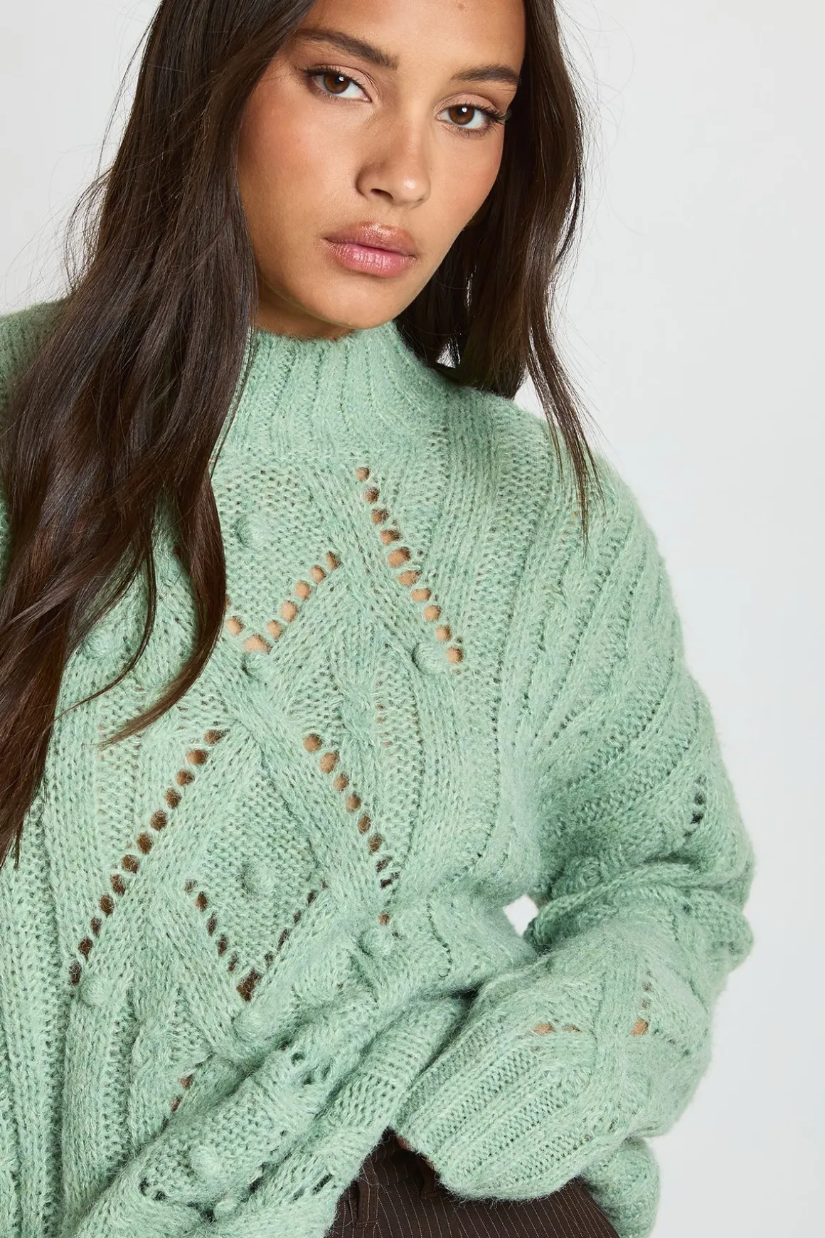 Soft Knit Cable High Neck Jumper