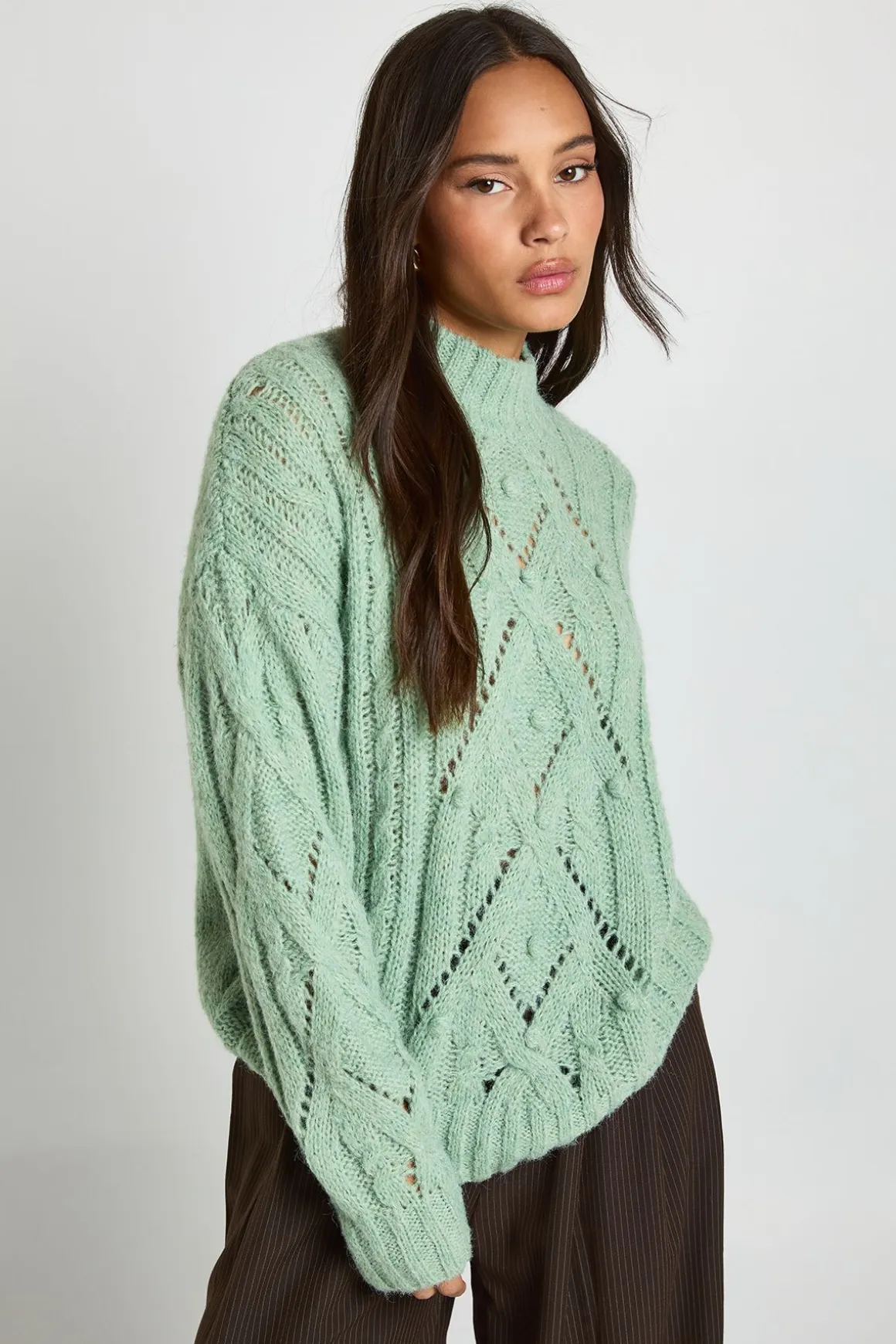 Soft Knit Cable High Neck Jumper