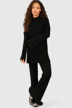 Soft Rib Knit Jumper And Wide Leg Trouser Co-ord