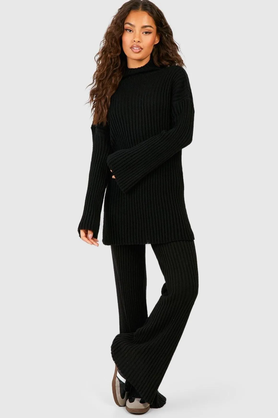 Soft Rib Knit Jumper And Wide Leg Trouser Co-ord