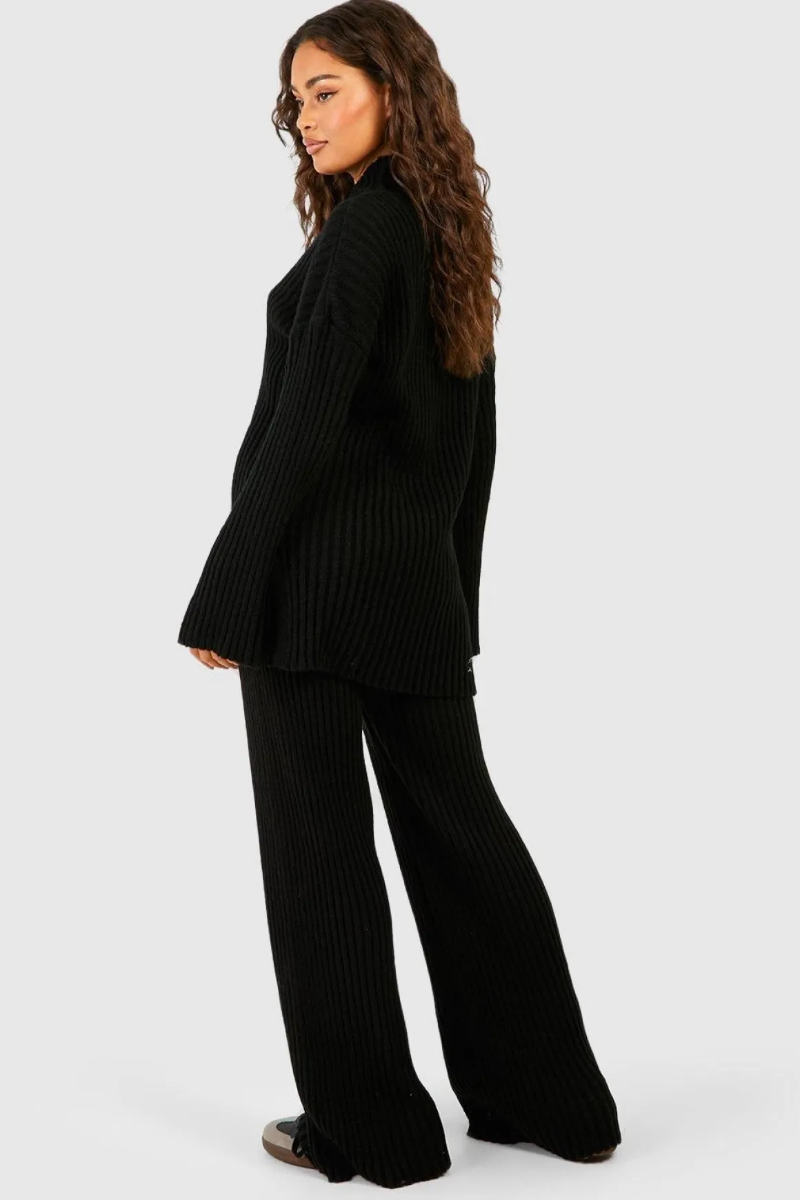Soft Rib Knit Jumper And Wide Leg Trouser Co-ord