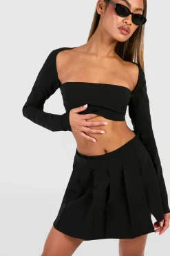 Square Neck Crop & Pleated Skirt