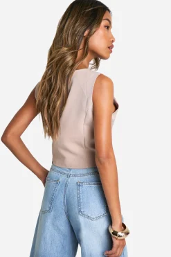 boohoo Square Neck Crop Waistcoat<Femme Tailleurs|Vestes & Manteaux