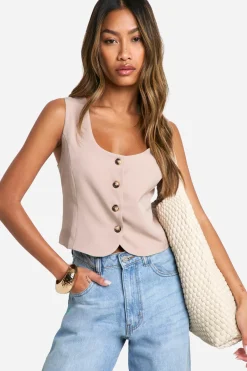 boohoo Square Neck Crop Waistcoat<Femme Tailleurs|Vestes & Manteaux