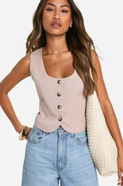 boohoo Square Neck Crop Waistcoat<Femme Tailleurs|Vestes & Manteaux