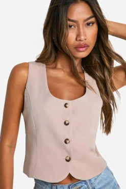 boohoo Square Neck Crop Waistcoat<Femme Tailleurs|Vestes & Manteaux