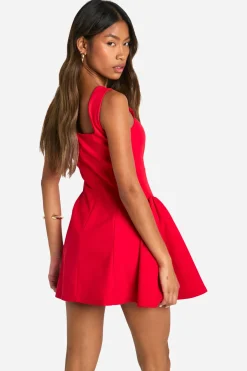 Square Neck Full Skirt Mini Dress