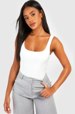 Square Neck Slinky Double Layer Bodysuit