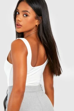 Square Neck Slinky Double Layer Bodysuit