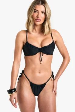 Starfish Shell Trim Ruched Tie Side Bikini Bottoms
