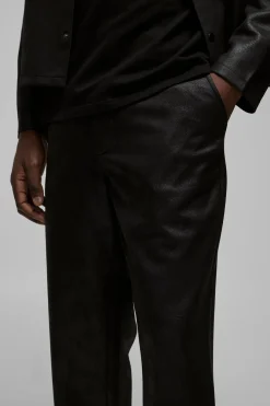 Straight Fit Antique Suedette Half Fixed Waistband Trouser