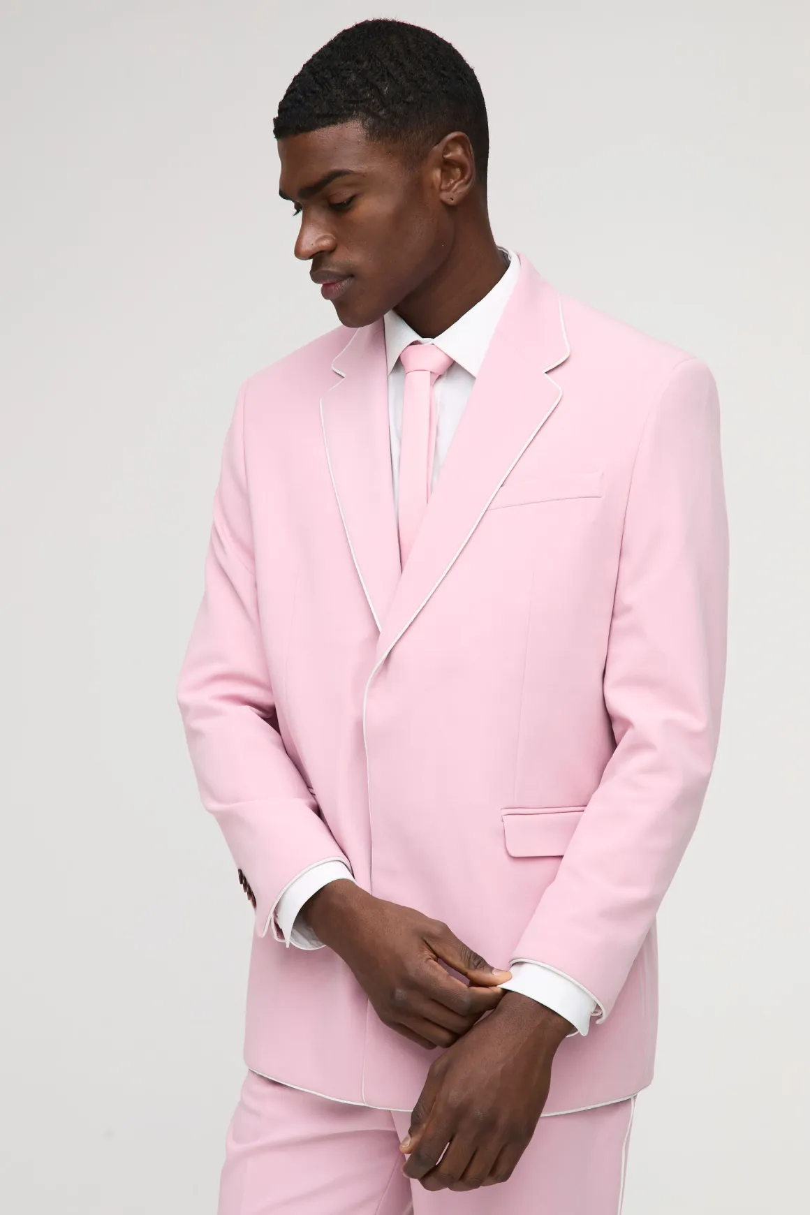 Straight Fit Contrast Edge Blazer