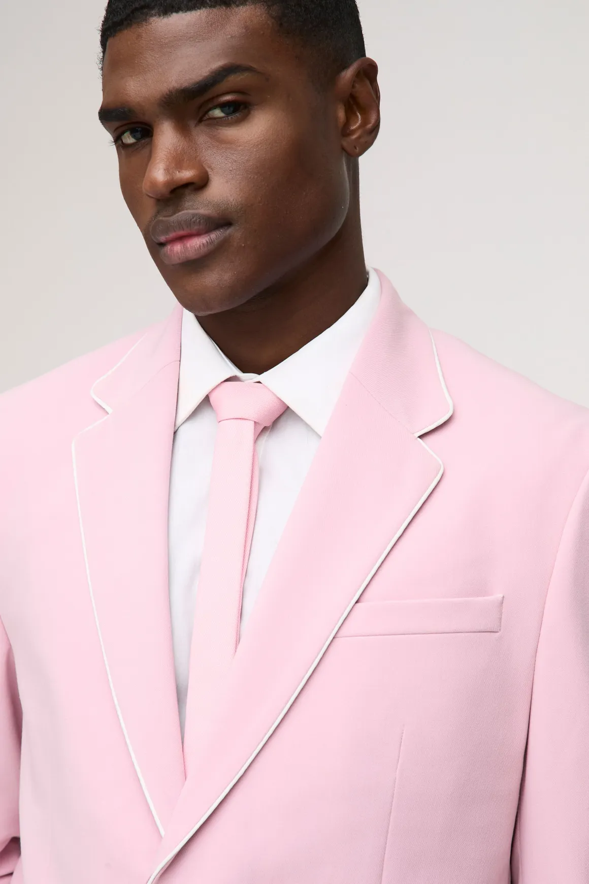 Straight Fit Contrast Edge Blazer