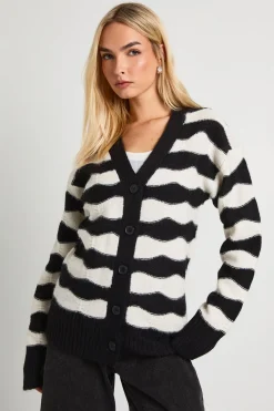 boohoo Stripe Cardigan Tricoté Oversize<Femme Pulls Et Gilets|Toutes Les Mailles