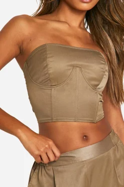 boohoo Structured Cropped Bandeau<Femme Tops