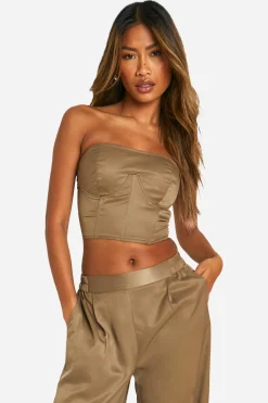 boohoo Structured Cropped Bandeau<Femme Tops