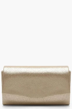 Structured Metallic Clutch Bag & Chain