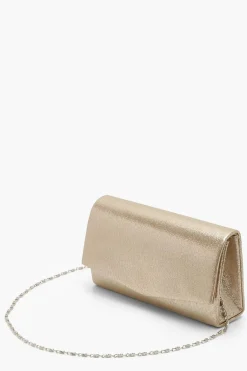 Structured Metallic Clutch Bag & Chain